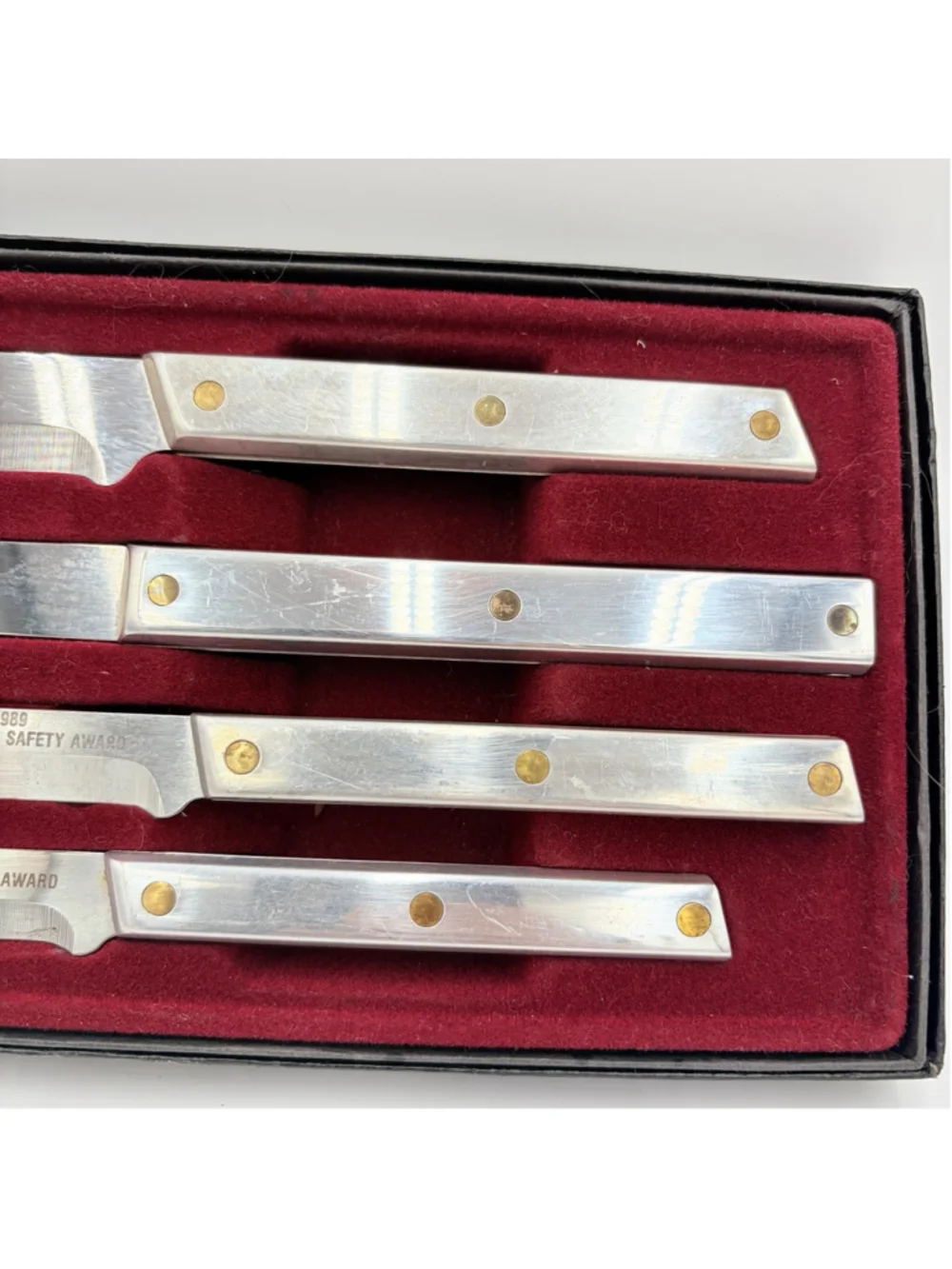 VINTAGE 4 Pc Stainless Steel Carving Set Solid Metal Handles w/ Box
